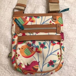 Lily Bloom cross-body purse. 9 in x 8 in.